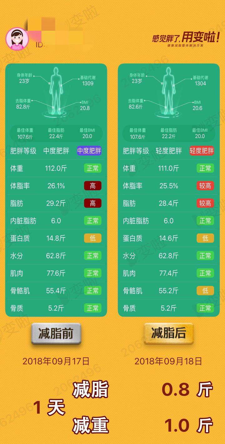 减脂打卡第一天 减重:1 减脂:0.