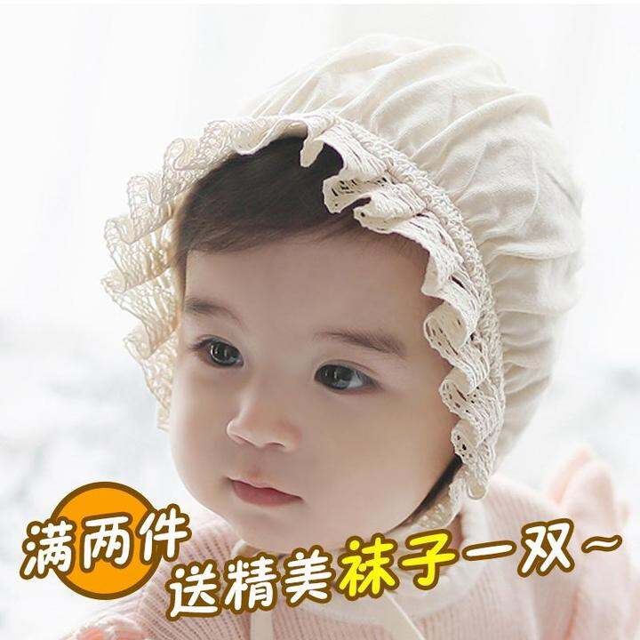 韩版婴儿帽子0-1岁春夏女公主帽新生儿沙滩帽