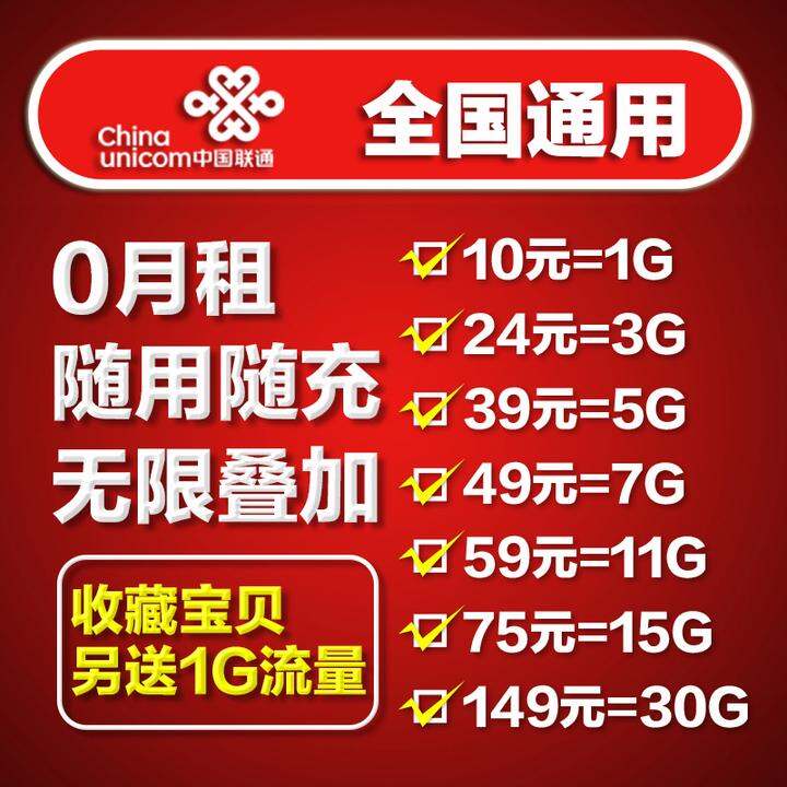 联通流量卡 0月租4g上网卡全国通用无限流量手机大王卡物联网卡