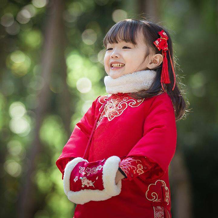 萌乎原创女童唐装新年服中国风童装儿童拜年服宝宝喜庆过年服装