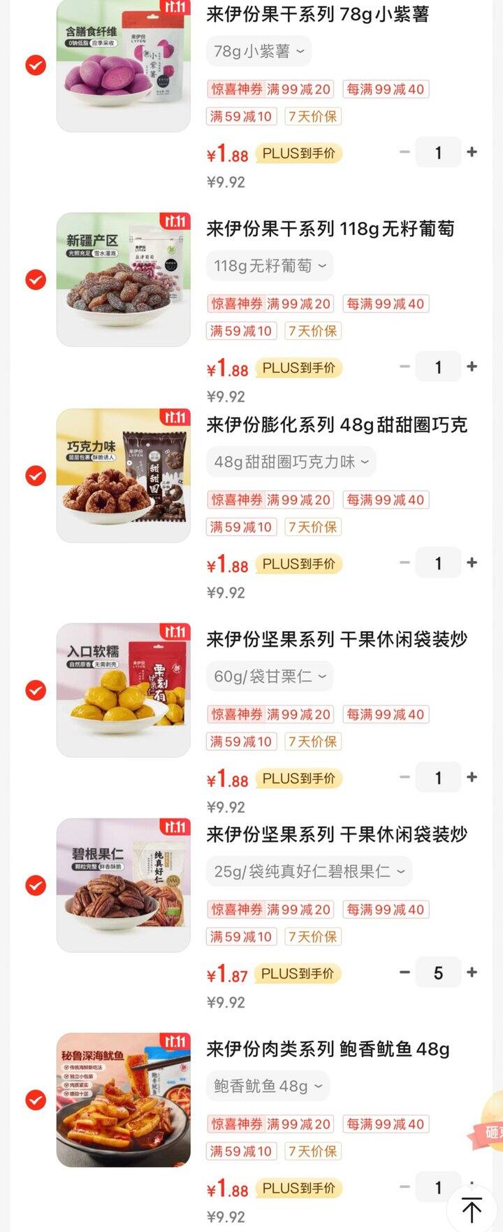 来伊份新低，1.875/件