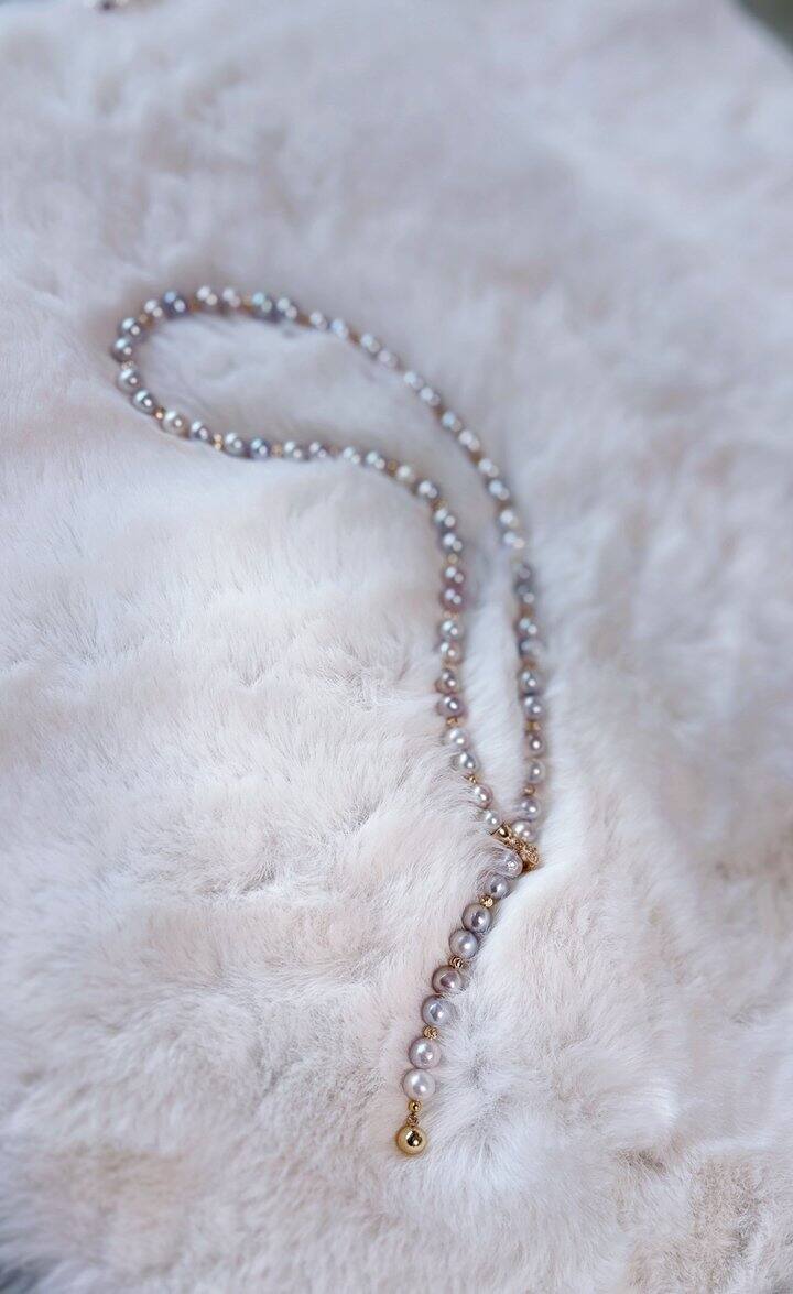 天然蓝灰色珍珠Y字项链