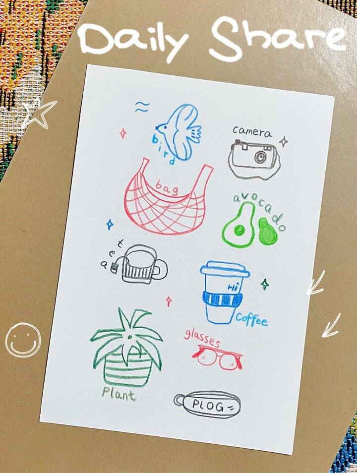 10分钟彩铅丨可爱的简笔插画🍎✨