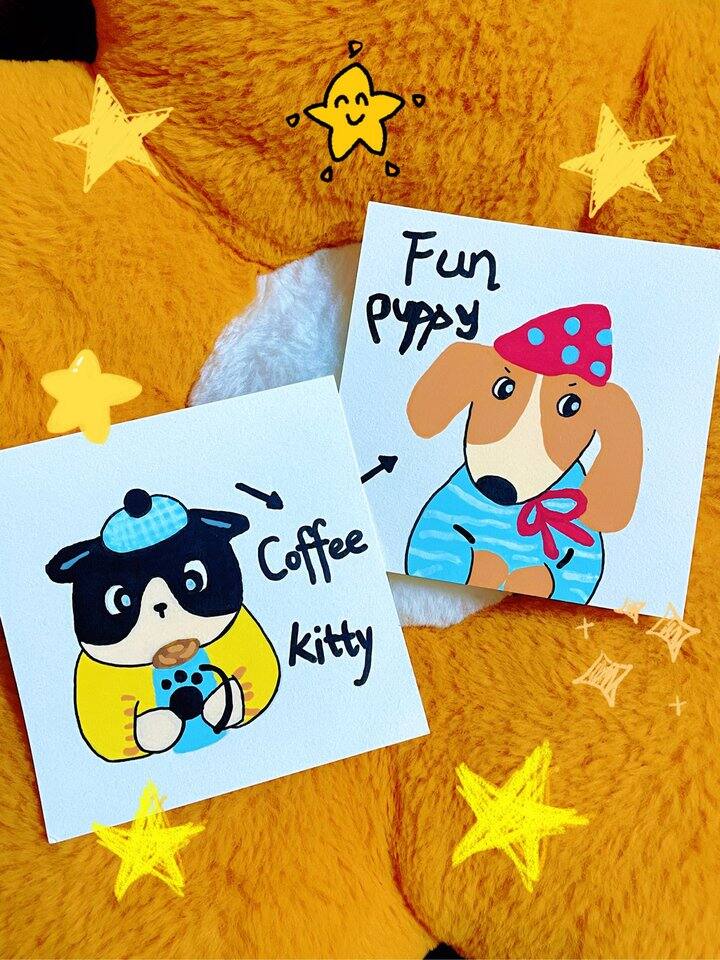 丙烯马克笔丨画可可爱爱的小汪小咪🥳🥳