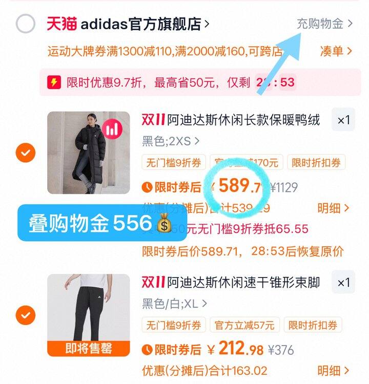 抄作业！阿迪 羽绒服