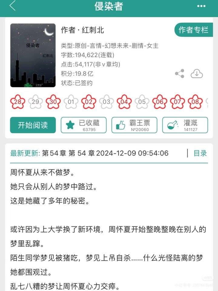 小说书单：侵染者 作者：红刺北