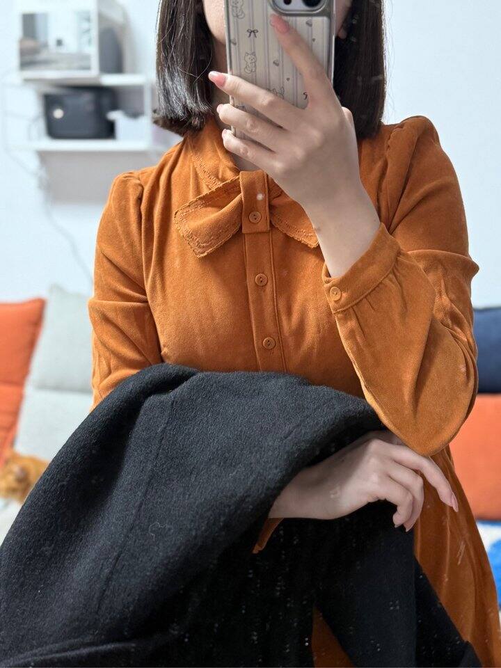 茵曼这件19.9的橘色连衣裙也好看