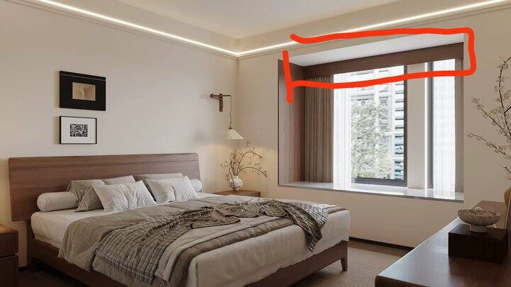 飘窗上的窗帘盒颜色 二选一