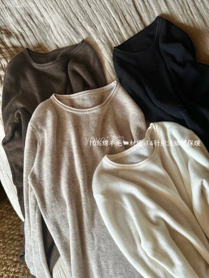 therow同款卷边绵羊毛打底毛衣！💰59限时