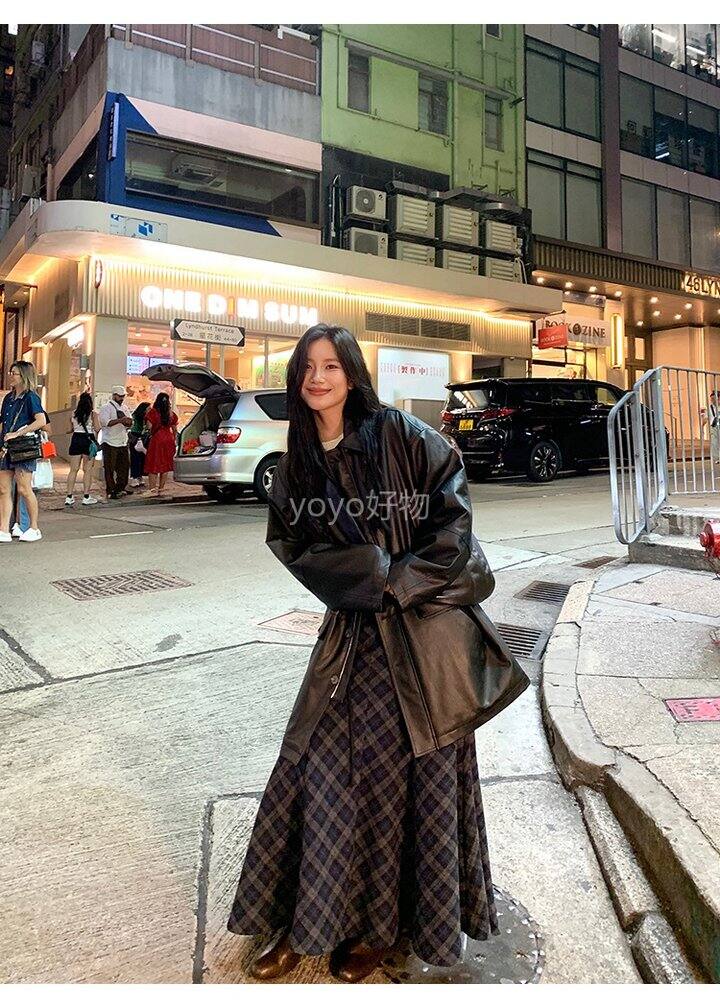 磨毛斜格八片半身裙！💰109