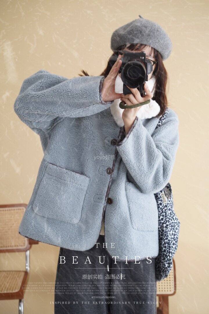 三色格子两面穿羊羔毛外套！💰249