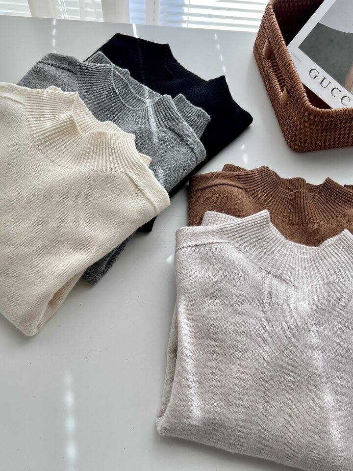 无缝一体半高领100%羊毛衫亏清 59.9一件