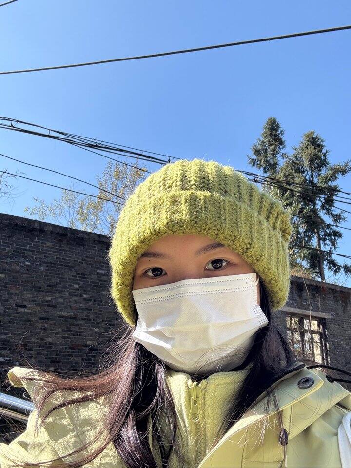 帽子女秋冬百搭绿色毛线帽冬宽松冬季粗线显脸小护耳大头围针织帽