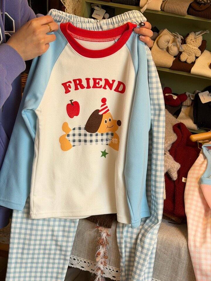 暖暖绒小狗家居服套装！💰29.8