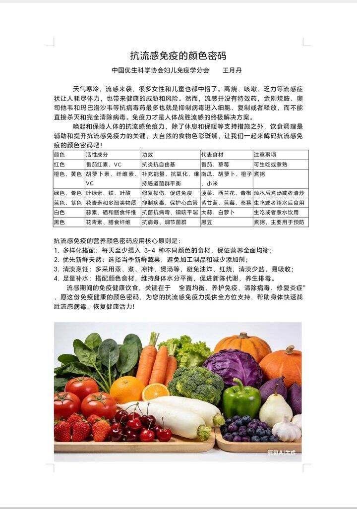 抗流感免疫的颜色密码