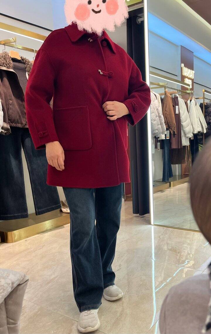 中年胖妈妈冬季喜酒大衣