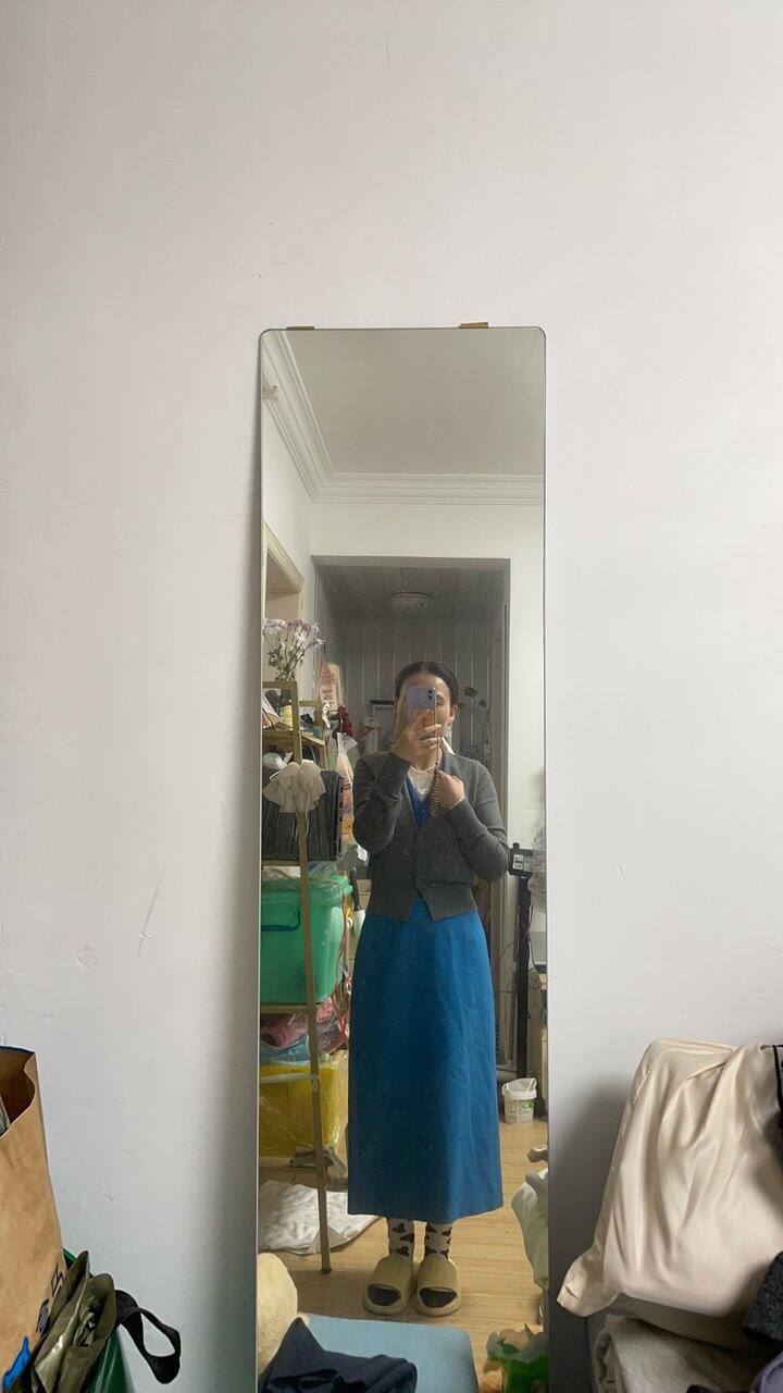 姐妹们，帮忙看看孔雀蓝裙子，提提建议