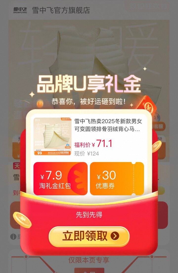 雪中飞羽绒马甲，58