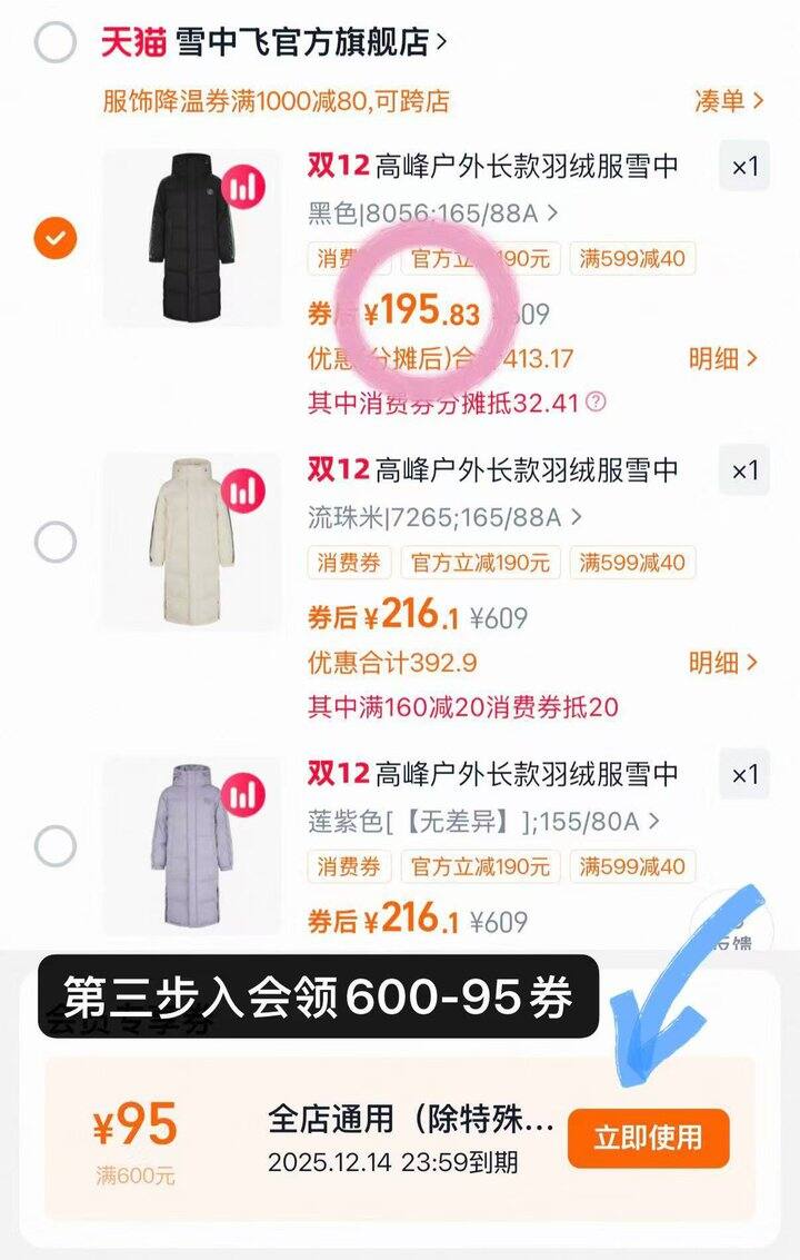 ——196💰雪中飞羽绒服——