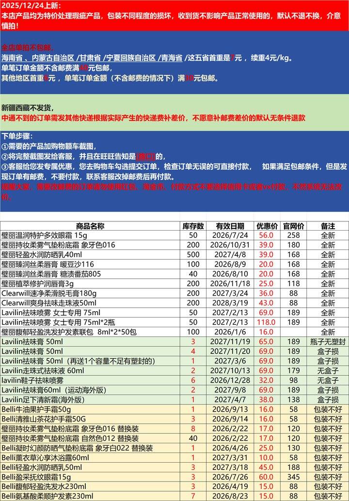 2025/12/24  店铺瑕疵品 上新
