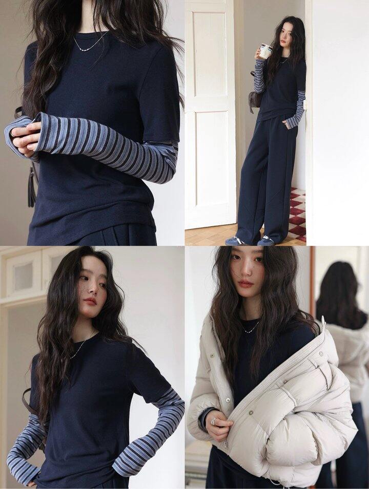 撞色条纹假两件！💰59.9限时