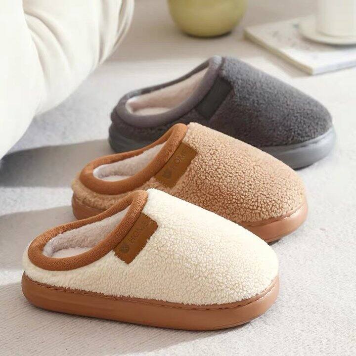 初轩仿羊羔绒棉拖鞋，16.9