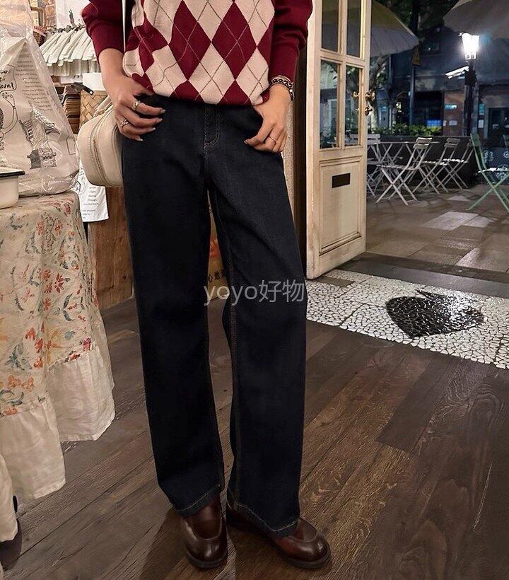 丹宁蓝阔腿直筒牛仔裤！💰79.9限时一周