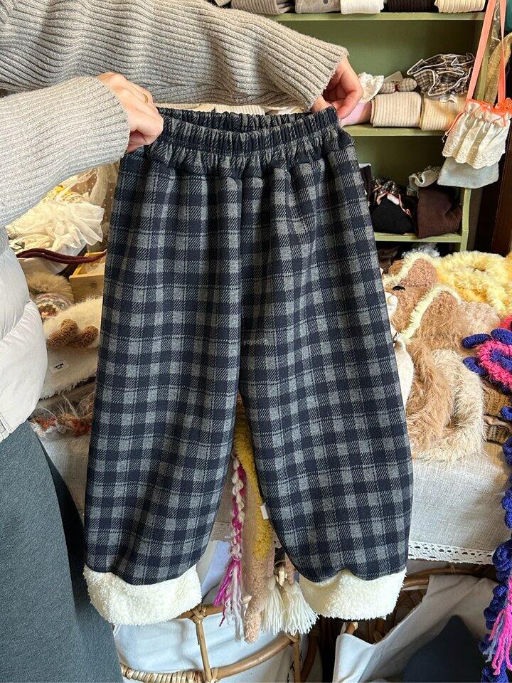 儿童格子假两层加绒裤！💰29.9