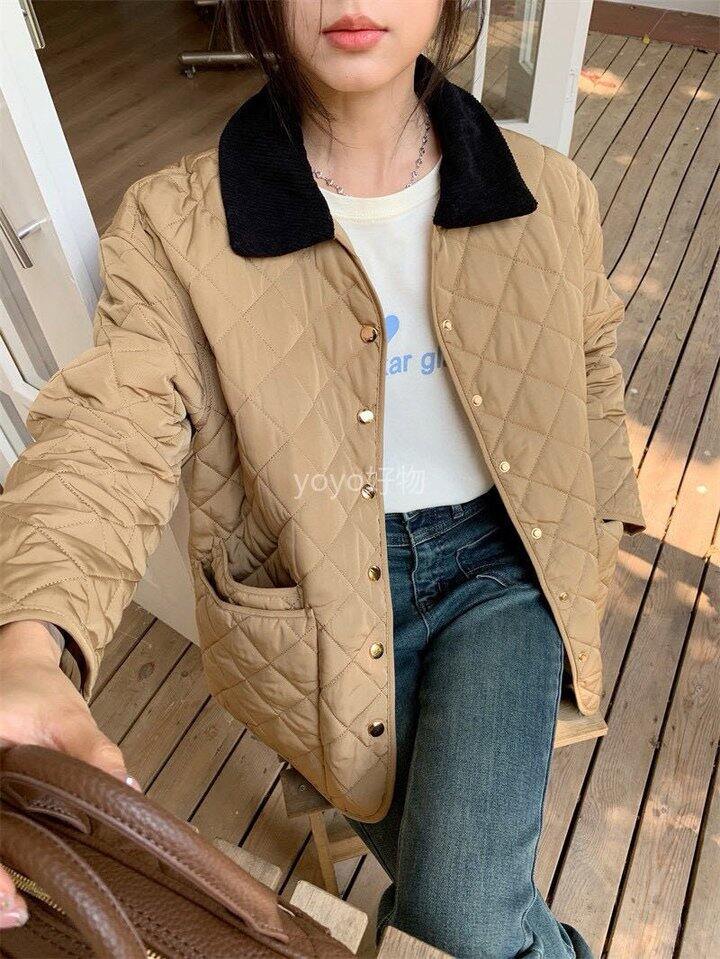 B家同款小翻领菱格棉服！💰119限时