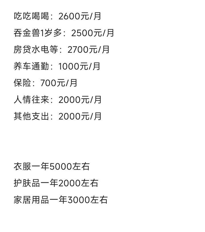 25年月均支出1.45w