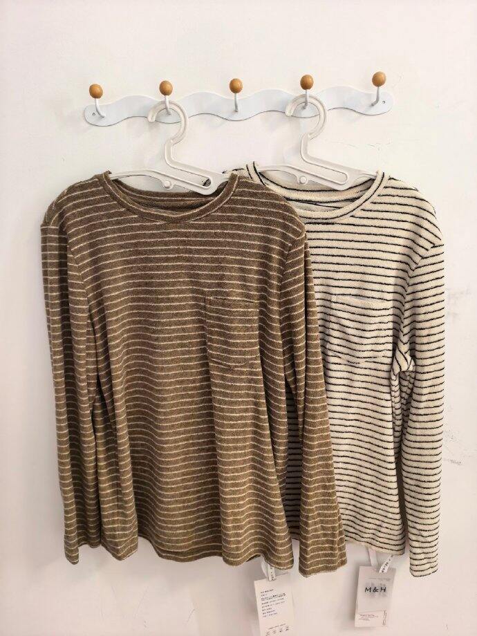 蚕丝羊毛对条条纹打底衫细节图