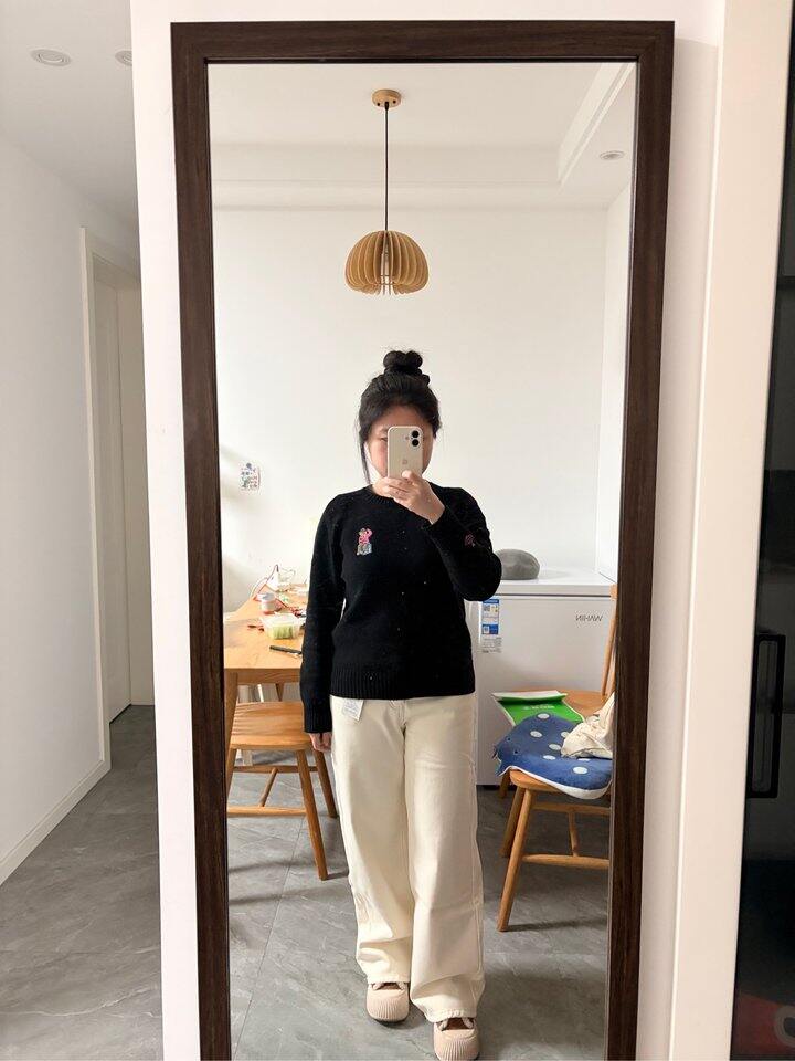 加绒白色牛仔裤晒单