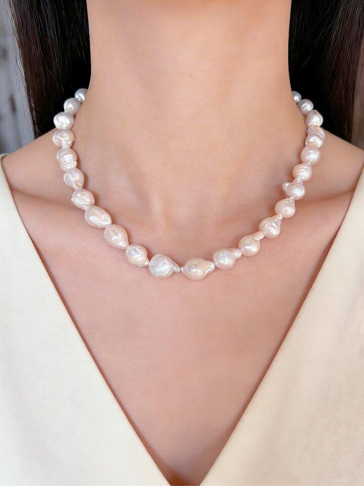 出一条天然巴洛克小豆丁珍珠项链