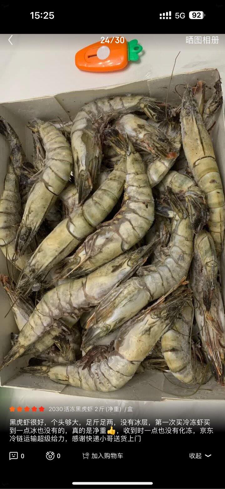 万景北海活冻巨无霸黑虎虾丨30.2/斤
