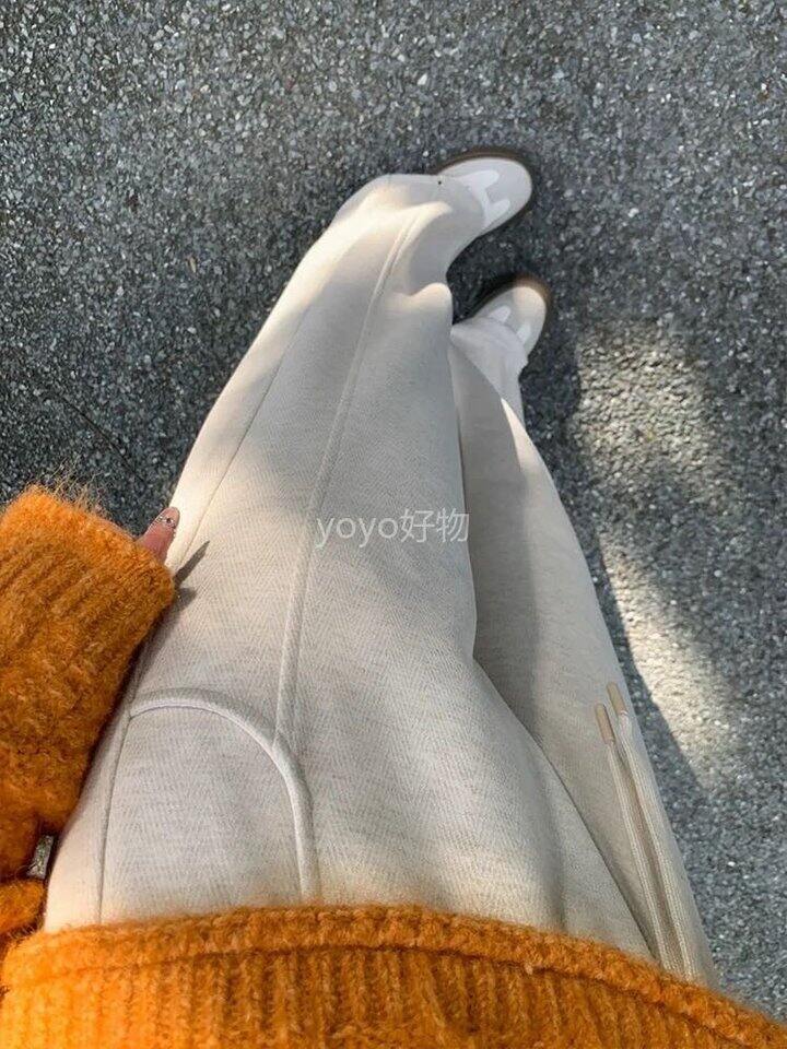 加绒加厚人字纹羊毛蚕丝开衩直筒裤！💰49.9