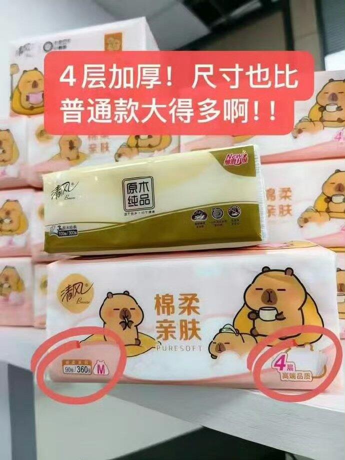 𝟏.𝟏/大包❗清风卡皮巴拉M码抽纸