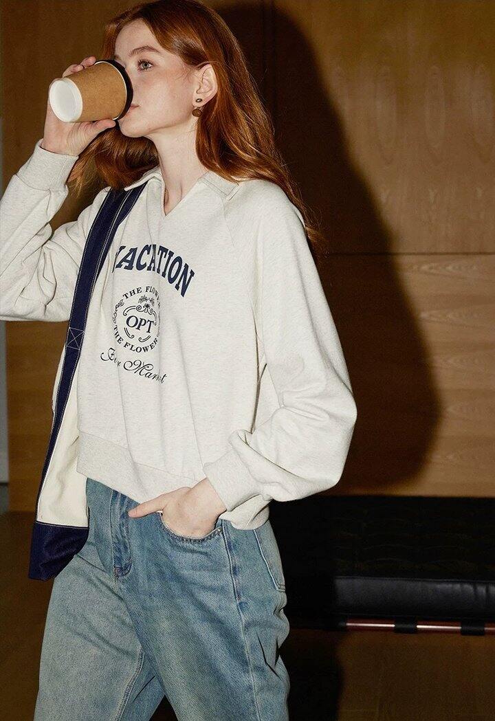 早春系列显瘦V领字母卫衣！💰99