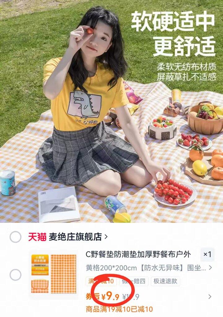 💰9.9🉐防水防潮便携野餐垫