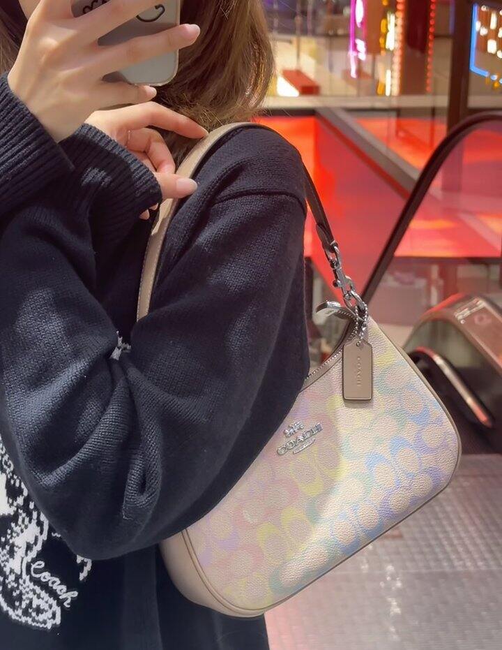 蔻驰彩虹系列的Teri腋下包
一个短肩带一个长肩带！
可腋下可斜挎！