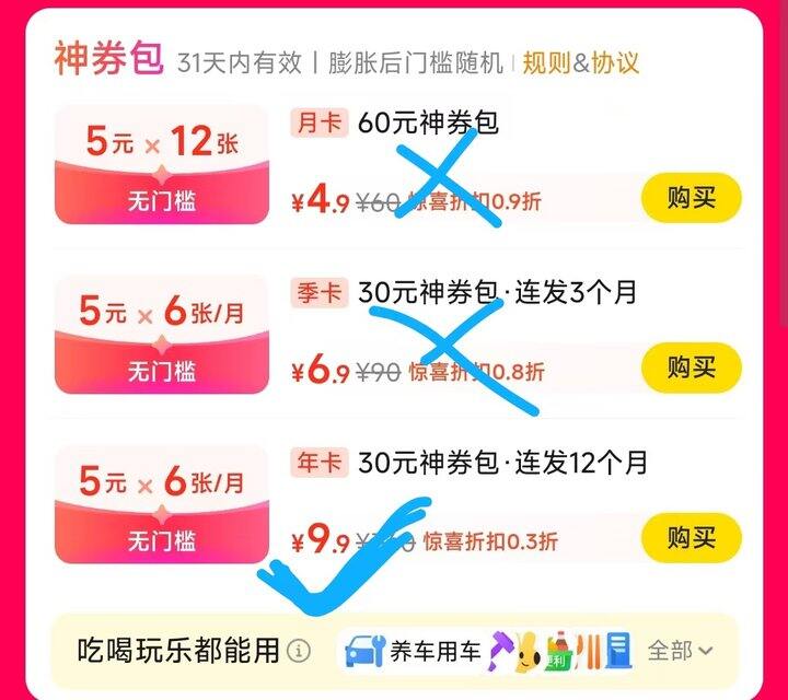 美团年卡，才0.82/个月‼️