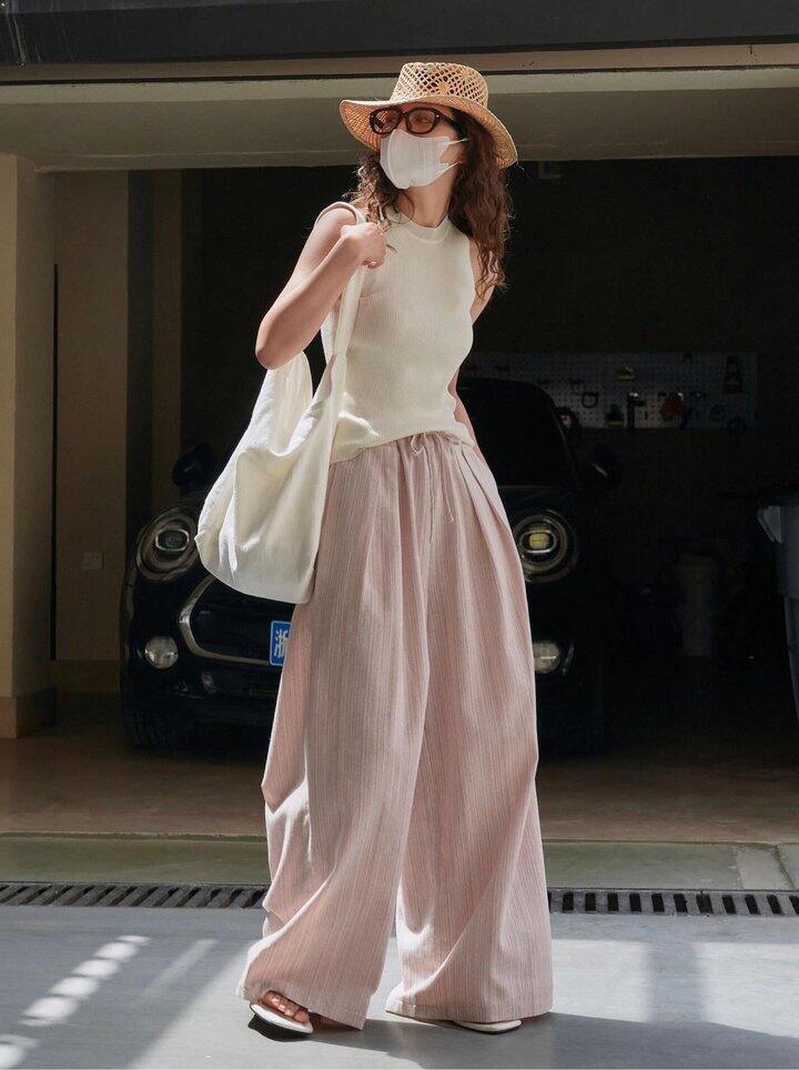 亚麻条纹阔腿裤！💰99