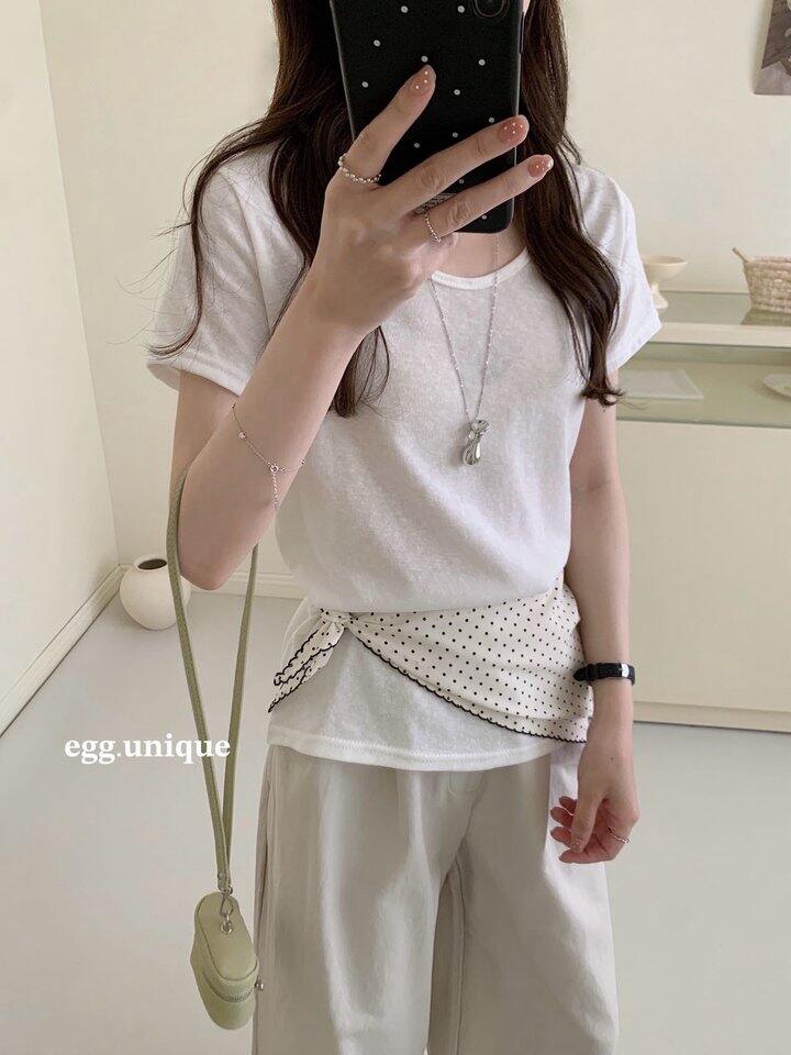 egg麻感清透V领T！💰10+