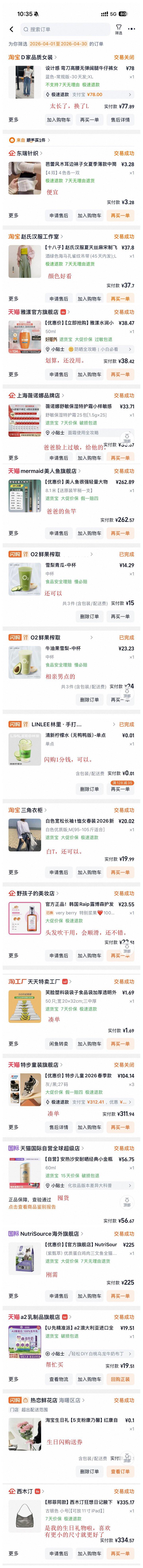 2026年4月购物总结