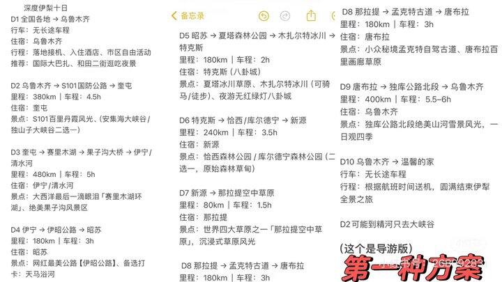 新疆旅游两种方案