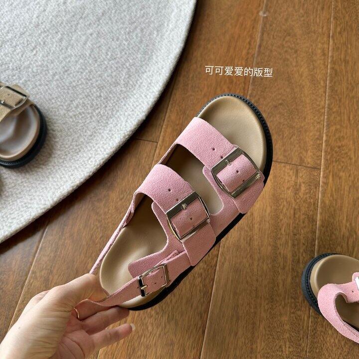 真皮勃肯凉鞋，断色清仓59