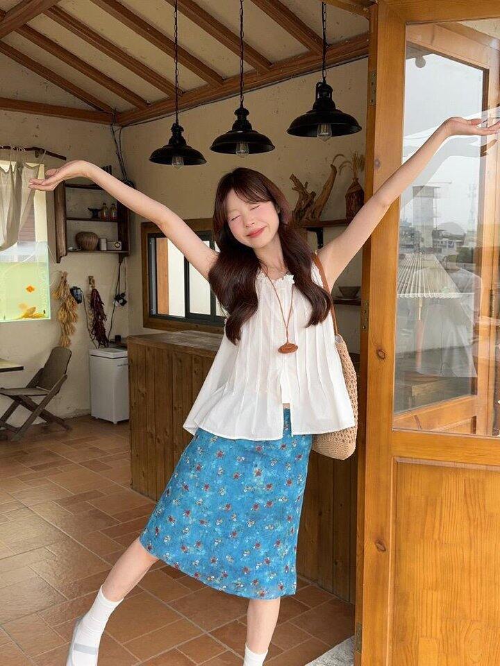 油画感碎花小蓝裙！💰39.9