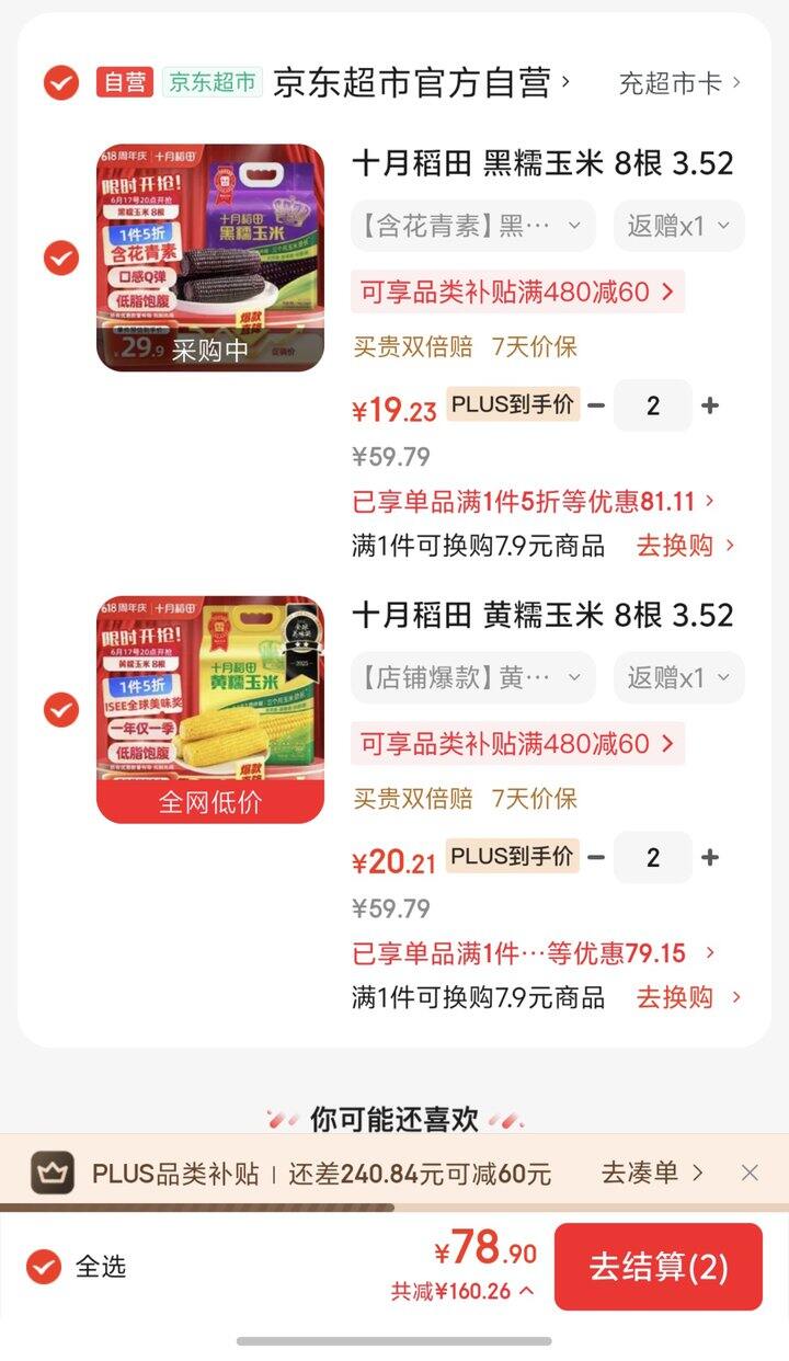 十月稻田黄糯玉米丨1.56/根