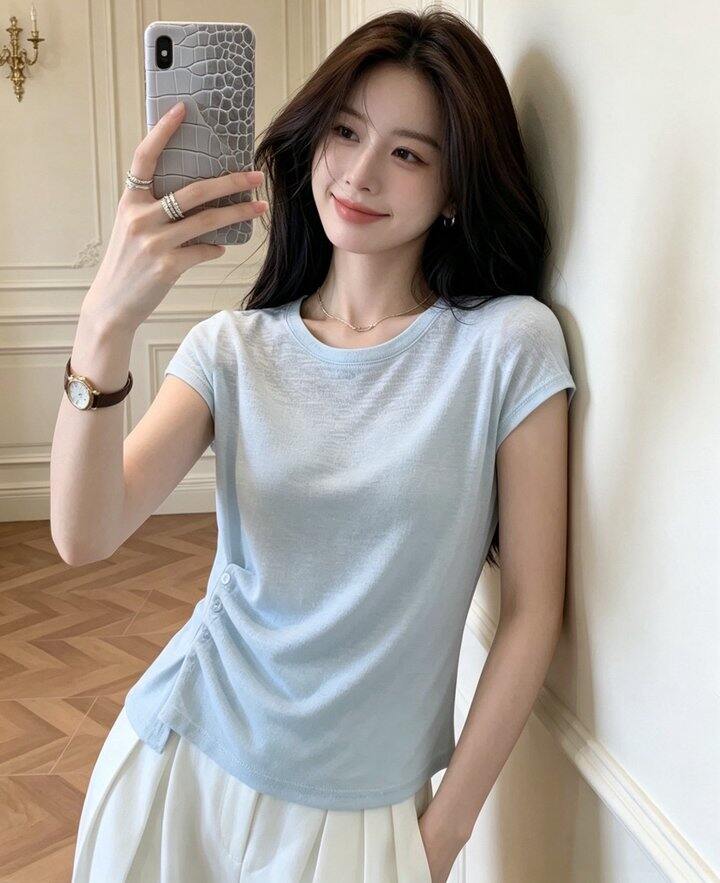 蝙蝠袖收腰莱赛尔亚麻冰织衫！💰69