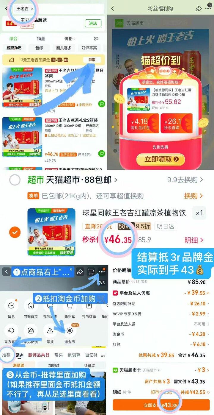 43💰王老吉凉茶310ml×24罐