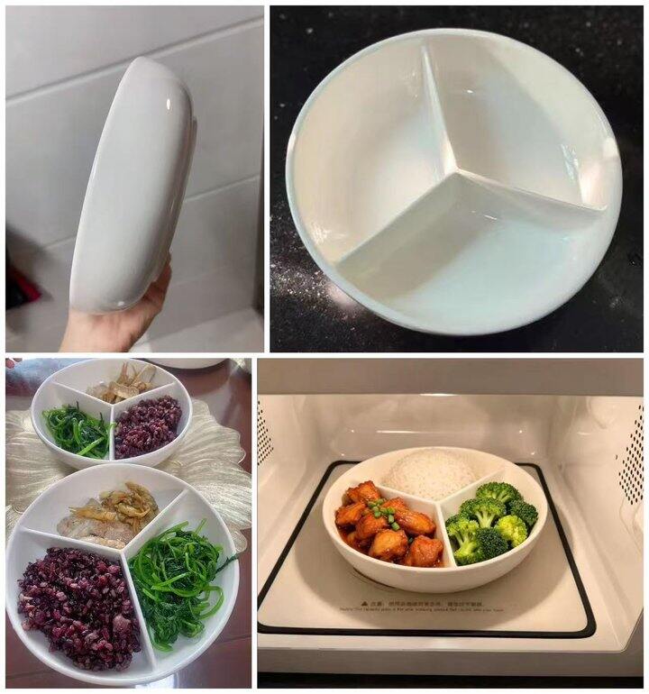 13.99💰陶瓷三分格蒸菜盘*2只